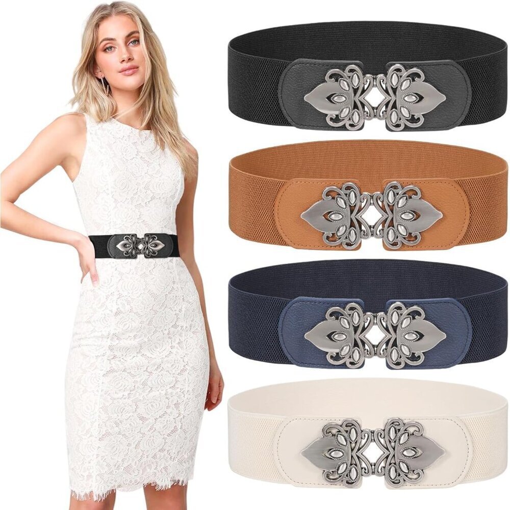 Women Wide Elastic Waist Belt Pack Vintage Stretch Dress Plus Size Fashion